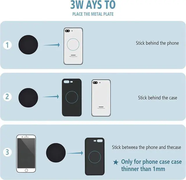 Alt view image 6 of 7 - Mount Metal Plate for Cell Phone Magnet Holder Magnetic Car Mount with Strong Adhesive Sticker, 2 Round and 2 Rectangle Black