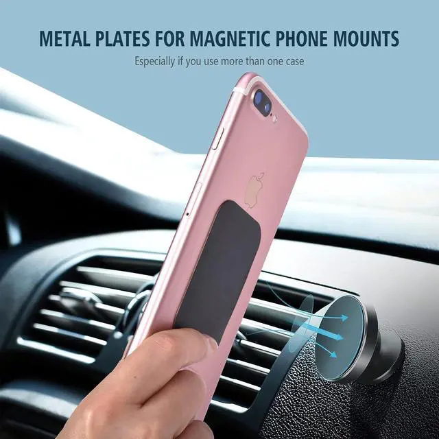 Alt view image 7 of 7 - Mount Metal Plate for Cell Phone Magnet Holder Magnetic Car Mount with Strong Adhesive Sticker, 2 Round and 2 Rectangle Black