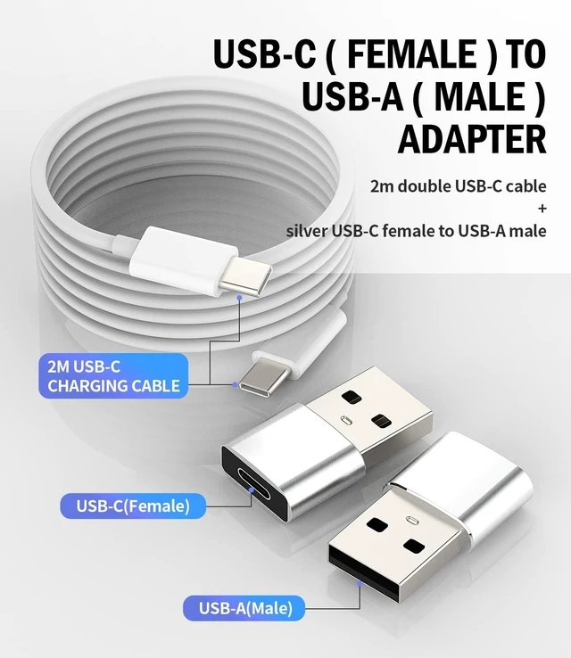 Alt view image 7 of 7 - USB C to USB Adapter(3Pack) Type-C Female to USB-A Male Power Charger Connector Thunderbolt Charging Cable Converter Block Portable for iPhone 14 13 12 IPad Compatible for for Galaxy