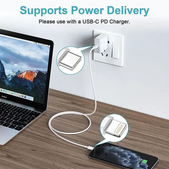 Alt view image 2 of 7 - 2 Pack  iPhone Fast Charger Cable  MFi Certified  USB Type C to Lightning Cable for iPhone 12/12Pro/Max/11/11Pro/XS/Max/XR/X/8/8Plus/7/6/5/SE (White 1M/3.3FT) Original Certified
