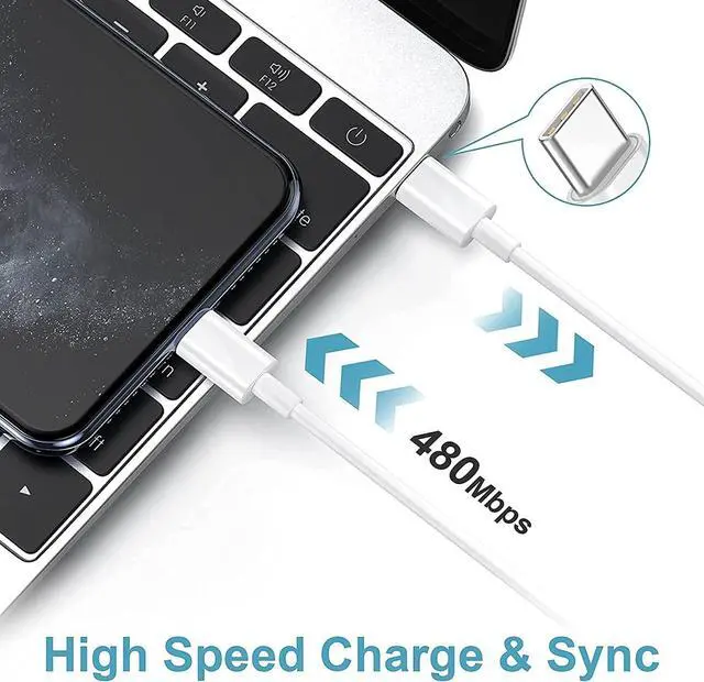 Alt view image 3 of 7 - 2 Pack  iPhone Fast Charger Cable  MFi Certified  USB Type C to Lightning Cable for iPhone 12/12Pro/Max/11/11Pro/XS/Max/XR/X/8/8Plus/7/6/5/SE (White 1M/3.3FT) Original Certified