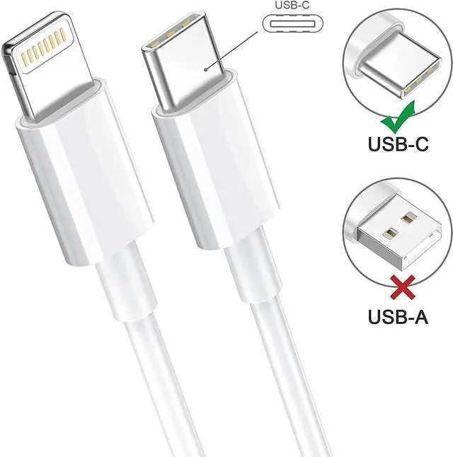 Alt view image 6 of 7 - 2 Pack  iPhone Fast Charger Cable  MFi Certified  USB Type C to Lightning Cable for iPhone 12/12Pro/Max/11/11Pro/XS/Max/XR/X/8/8Plus/7/6/5/SE (White 1M/3.3FT) Original Certified