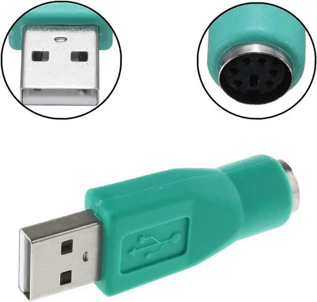 Alt view image 3 of 6 - USB to PS2 Adapter 2PCS Green PS/2 Female to USB Male Converter Adapter for Mouse and Keyboard Green