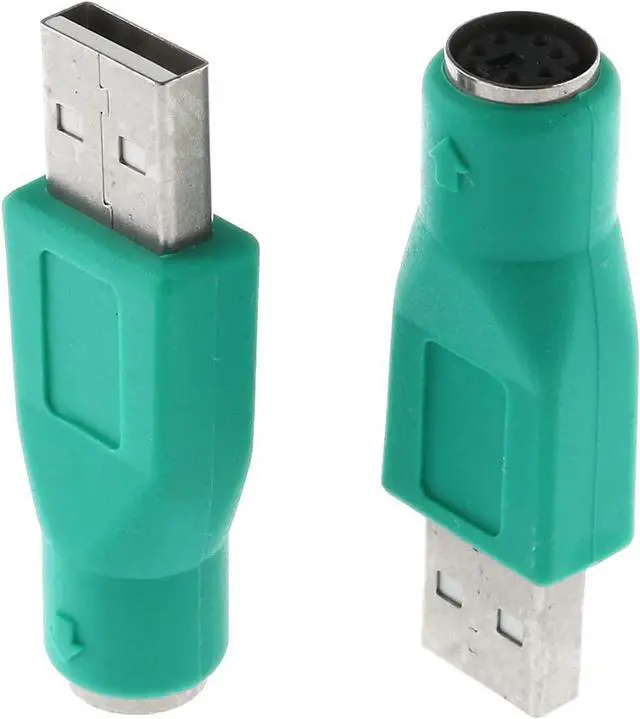 Alt view image 6 of 6 - USB to PS2 Adapter 2PCS Green PS/2 Female to USB Male Converter Adapter for Mouse and Keyboard Green