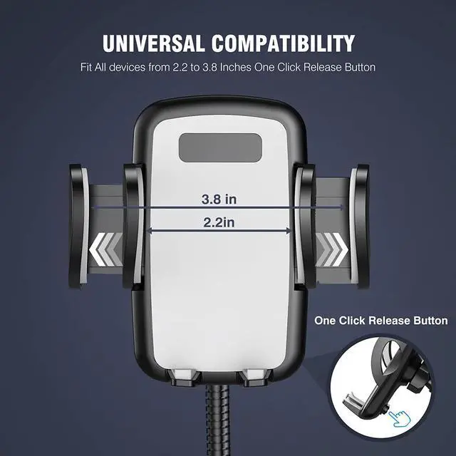 Alt view image 5 of 7 - 4-Port USB Car Charger with Cup Holder Phone Mount, Rapid Multi Port Charger, Adjustable Gooseneck Rotatable Holder for Smartphones