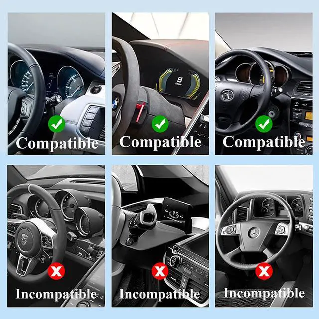 Alt view image 2 of 7 - Car Phone Mount, Cell Phone Holder for Car 360 Degree Rotation Dashboard Car Clip Mount Stand Suitable for 4.7 to 6.5 inch Smartphones (Black)