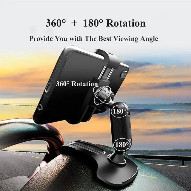 Alt view image 3 of 7 - Car Phone Mount, Cell Phone Holder for Car 360 Degree Rotation Dashboard Car Clip Mount Stand Suitable for 4.7 to 6.5 inch Smartphones (Black)
