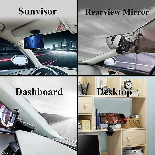 Alt view image 7 of 7 - Car Phone Mount, Cell Phone Holder for Car 360 Degree Rotation Dashboard Car Clip Mount Stand Suitable for 4.7 to 6.5 inch Smartphones (Black)