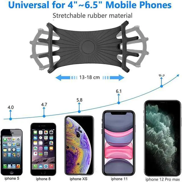 Alt view image 2 of 7 - 2 Pack Universal Bike Phone Mounts, 360 Rotation Silicone Holders for iPhone and Samsung, Compatible with 4.7-6.8 Inches Phones, Easy Installation