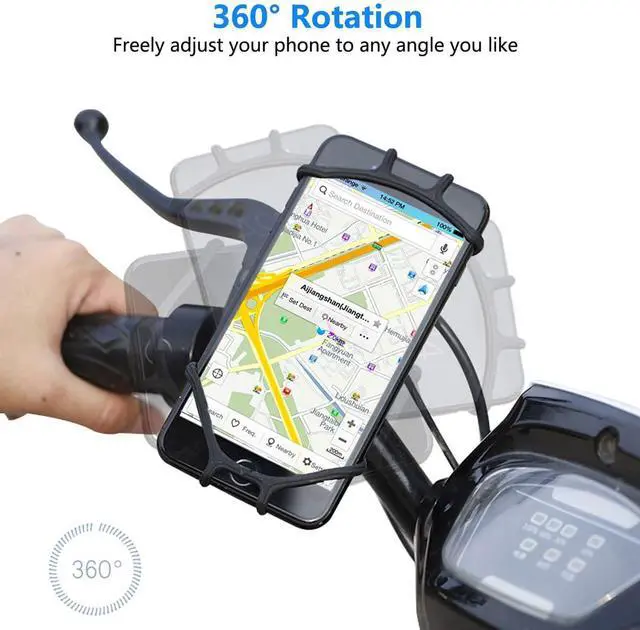 Alt view image 4 of 7 - 2 Pack Universal Bike Phone Mounts, 360 Rotation Silicone Holders for iPhone and Samsung, Compatible with 4.7-6.8 Inches Phones, Easy Installation
