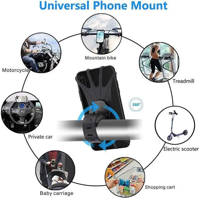 Alt view image 6 of 7 - 2 Pack Universal Bike Phone Mounts, 360 Rotation Silicone Holders for iPhone and Samsung, Compatible with 4.7-6.8 Inches Phones, Easy Installation