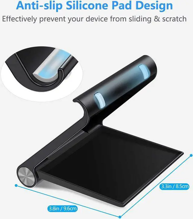 Alt view image 4 of 7 - VOVIGGOL Cell Phone Stand Holder, Cellphone Holder Adjustable Desktop Phone Stand for Desk, Foldable Phone Cradle Dock Mobile Stand for iPhone iPad Tablet 4 to 7.9 Inch Smartphones (Black)