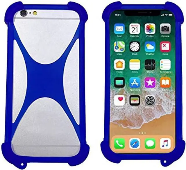 Alt view image 2 of 6 - Universal Smart Phone Bumper Case Elastic Soft Silicone Cover for 5.2 Phones Size 4 to 6.5 inch Case (Blue)
