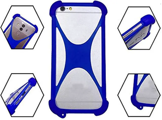 Alt view image 5 of 6 - Universal Smart Phone Bumper Case Elastic Soft Silicone Cover for 5.2 Phones Size 4 to 6.5 inch Case (Blue)