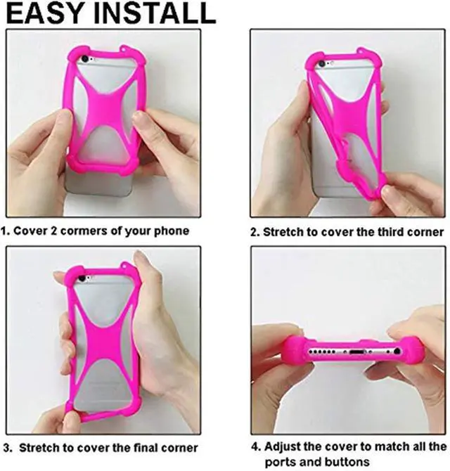 Alt view image 4 of 6 - Universal Smart Phone Bumper Case Elastic Soft Silicone Cover for 5.2 Phones Size 4 to 6.5 inch Case (Blue)