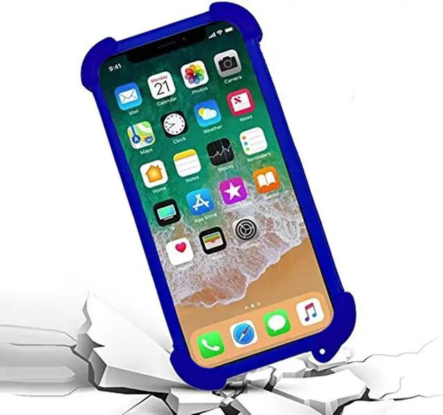 Alt view image 6 of 6 - Universal Smart Phone Bumper Case Elastic Soft Silicone Cover for 5.2 Phones Size 4 to 6.5 inch Case (Blue)