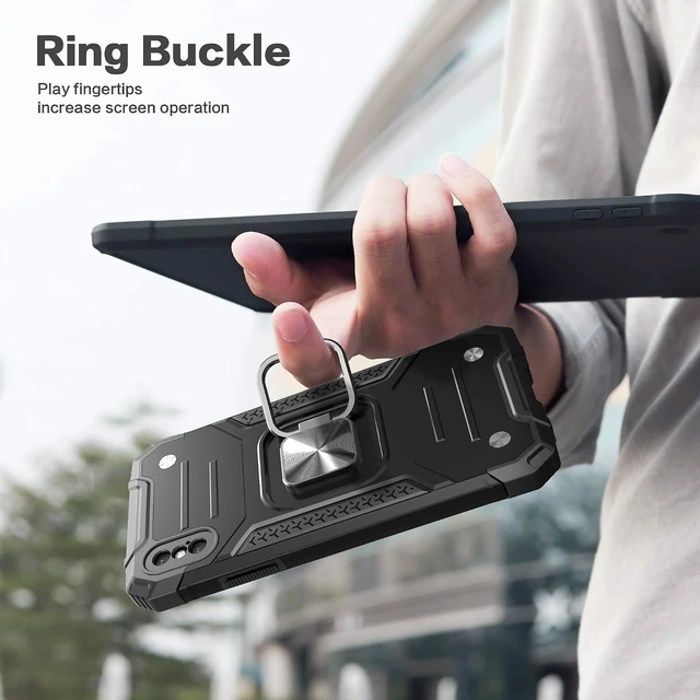 Alt view image 7 of 7 - for iPhone Xs Case with Screen Protector Shock Absorption Heavy Duty Drop Test Case with Car Mount Kickstand Lightweight Protective Phone Case for iPhone X/XS 5.8 Inch Black