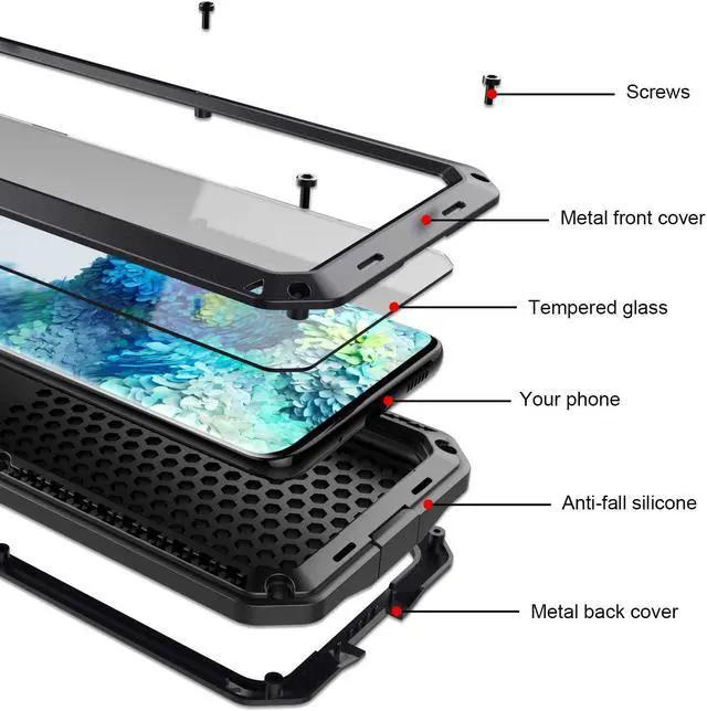 Alt view image 5 of 7 - for Galaxy S23 Case, Full Body Protective Cover Heavy Duty Shockproof Tough Armour Aluminum Alloy Metal Case with Silicone Built-in Screen Protector for SAM-UNG Galaxy S23 6.1" - Black