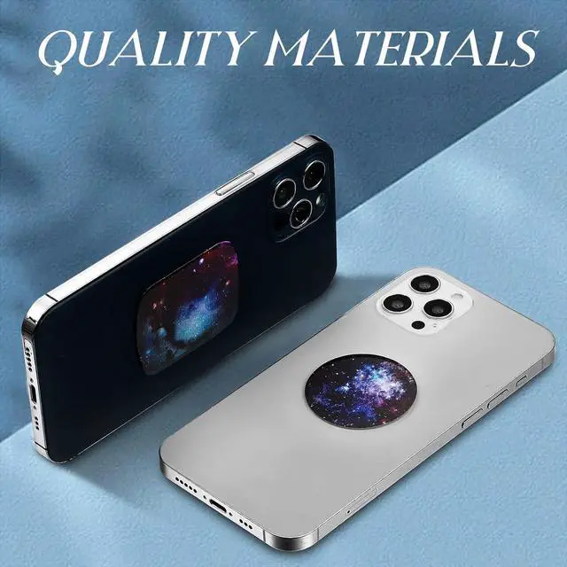 Alt view image 5 of 7 - Weewooday 24 Pieces Phone Metal Plates Magnetic Mount Accessory for All Magnetic Car, Cell Phone, Tablet Holder, 12 Rectangle and 12 Round (Purple and Blue, Delicate Style)