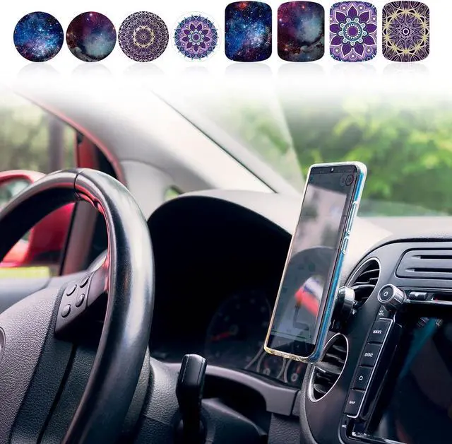 Alt view image 7 of 7 - Weewooday 24 Pieces Phone Metal Plates Magnetic Mount Accessory for All Magnetic Car, Cell Phone, Tablet Holder, 12 Rectangle and 12 Round (Purple and Blue, Delicate Style)