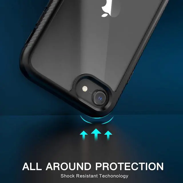 Alt view image 5 of 7 - for iPhone SE 2020 Case for iPhone 8 & 7 & SE 2022 Case(SE 2nd/3rd) Slim Fit Full-Body Shock Absorption Sturdy Cover with Build in Screen Protector Heavy Duty Shock Resistant Hard Cover Black