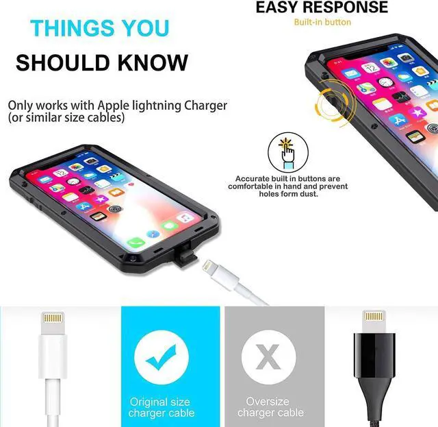 Alt view image 3 of 6 - for iPhone 8 Case,iPhone 7 Case, 360 Full Body Protective Cover Heavy Duty Shockproof Tough Armour Aluminum Metal Case with Silicone Built-in Screen Protector for iPhone 7/8/SE - Black