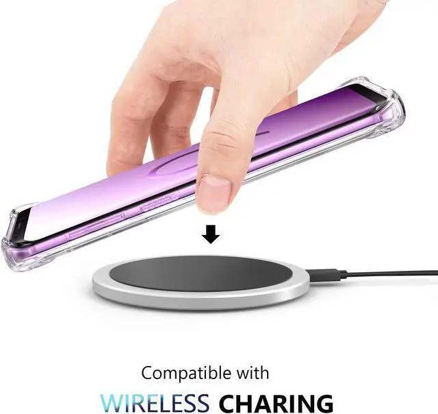 Alt view image 6 of 7 - KIOMY Clear Case for Samsung Galaxy S9, Airbags Corners Shockproof Bumper Protective Cover Hybrid Design Hard PC Back + Flexible TPU Frame