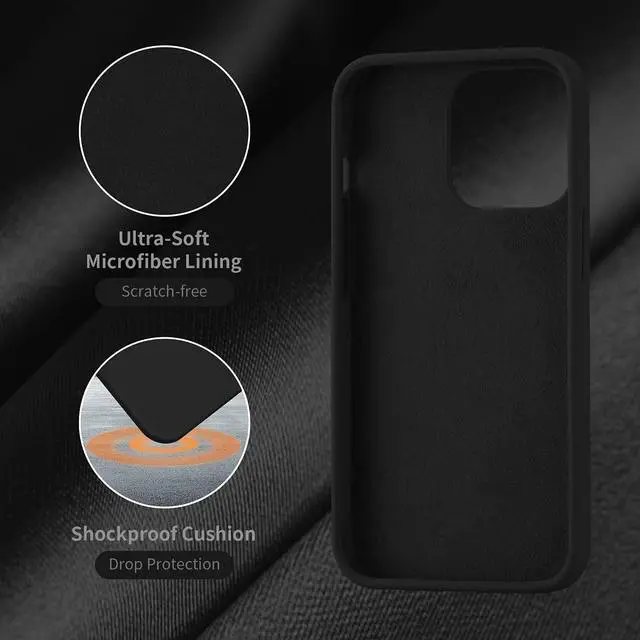 Alt view image 6 of 7 - Designed for iPhone 13 Pro Case Silicone Ultra Slim Shockproof Protective Phone Case with [Soft Anti-Scratch Microfiber Lining] 6.1 inch Black