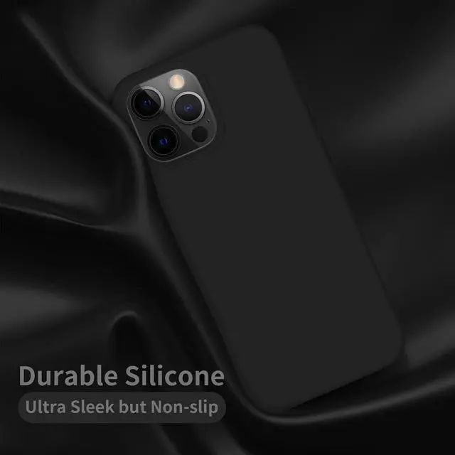 Alt view image 5 of 7 - Designed for iPhone 13 Pro Case Silicone Ultra Slim Shockproof Protective Phone Case with [Soft Anti-Scratch Microfiber Lining] 6.1 inch Black