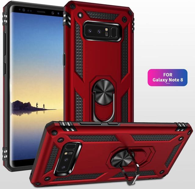 Alt view image 3 of 7 - Military Grade Drop Impact for Samsung Galaxy Note 8 Case 360 Metal Rotating Ring Kickstand Holder Built-in Magnetic Car Mount Armor Shockproof Cover for Galaxy Note 8 Protection Case (Blue)