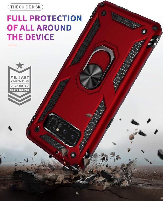 Alt view image 5 of 7 - Military Grade Drop Impact for Samsung Galaxy Note 8 Case 360 Metal Rotating Ring Kickstand Holder Built-in Magnetic Car Mount Armor Shockproof Cover for Galaxy Note 8 Protection Case (Blue)