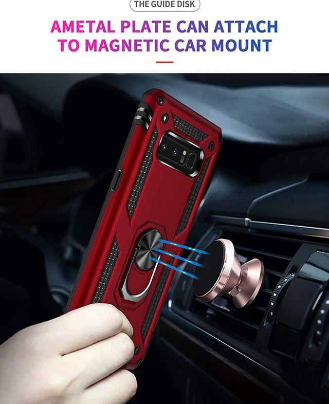 Alt view image 4 of 7 - Military Grade Drop Impact for Samsung Galaxy Note 8 Case 360 Metal Rotating Ring Kickstand Holder Built-in Magnetic Car Mount Armor Shockproof Cover for Galaxy Note 8 Protection Case (Blue)