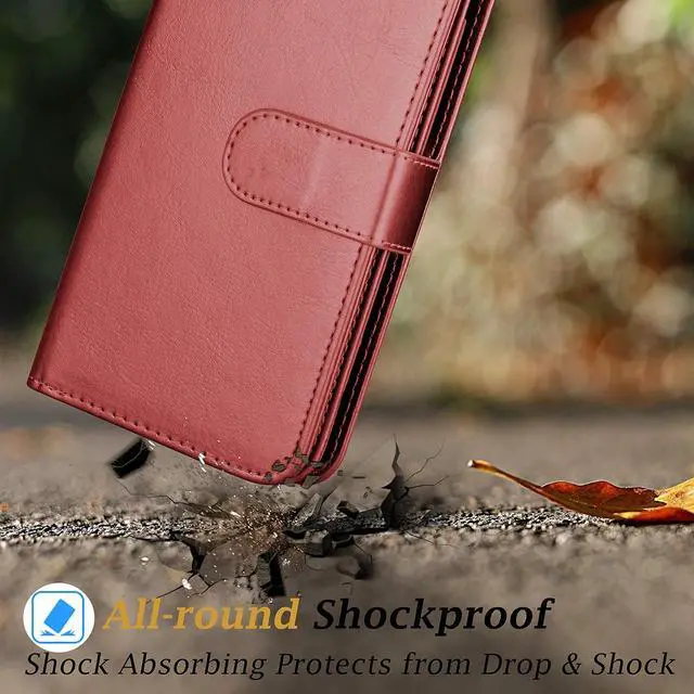 Alt view image 7 of 7 - Takfox Wallet Case for iPhone 11, iPhone 11 6.1 Leather Wallet Case with ID Credit Card Holder Slots Folio Flip Kickstand Detachable Magnetic Phone Case & Carrying Wrist Strap for iPhone 11-Wine Red