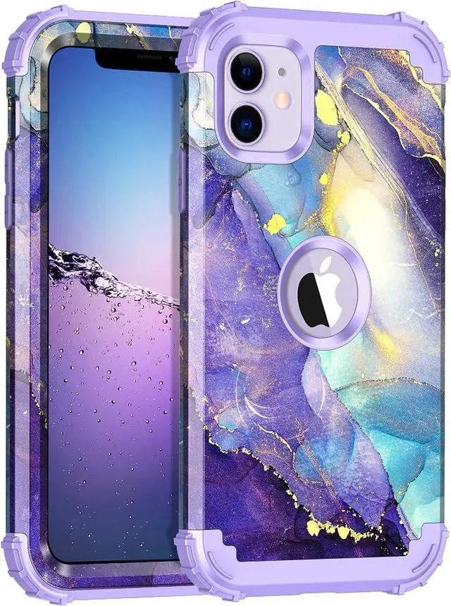 Main image of Rancase for iPhone 11 Case,Three Layer Heavy Duty Shockproof Protection Hard Plastic Bumper +Soft Silicone Rubber Protective Case for Apple iPhone 11 6.1 inch,Purple