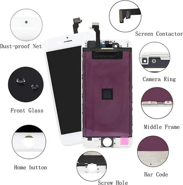 Alt view image 2 of 4 - for iPhone 6 4.7 Inch LCD Display Digitizer Touch Screen Replacement Full Complete Frame Assembly Required Repair Tools Included (White)