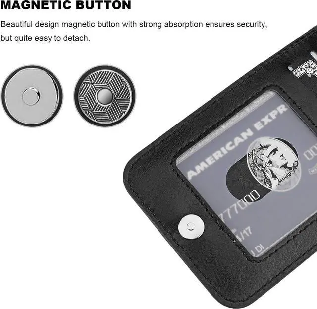 Alt view image 7 of 7 - KIHUWEY Compatible with iPhone 12 Compatible with iPhone 12 Pro Case Wallet with Credit Card Holder, Premium Leather Magnetic Clasp Kickstand Heavy Duty Protective Cover 6.1 inch(Black)