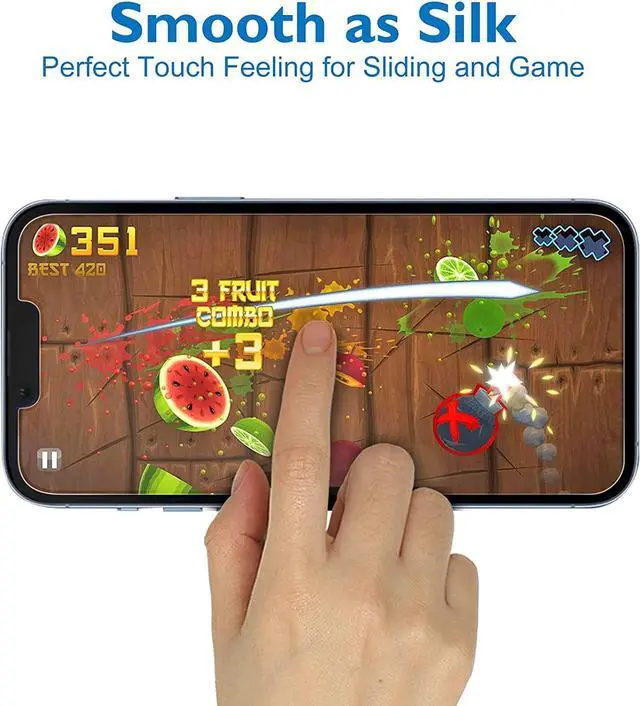 Alt view image 3 of 7 - Matte Glass Screen Protector for iPhone 16e / iPhone 14 / iPhone 13 / iPhone 13 Pro [6.1 Inch] Anti-Glare & Anti-Fingerprint Tempered Glass [Easy Installation Frame] Smooth as Silk