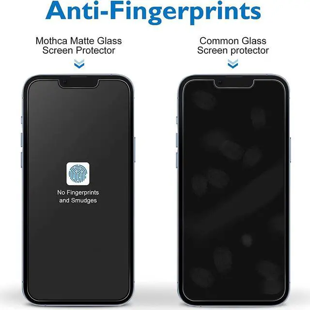 Alt view image 5 of 7 - Matte Glass Screen Protector for iPhone 16e / iPhone 14 / iPhone 13 / iPhone 13 Pro [6.1 Inch] Anti-Glare & Anti-Fingerprint Tempered Glass [Easy Installation Frame] Smooth as Silk