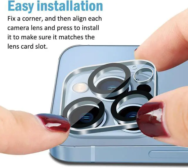 Alt view image 5 of 6 - [3 Pack] Tempered Glass Camera Lens Protector for iPhone 13 Pro 6.1  iPhone 13 Pro Max 6.7 9H Hardness Ultra HD Anti-Scratch Easy to Install Case Friendly [Does not Affect Night Shots]