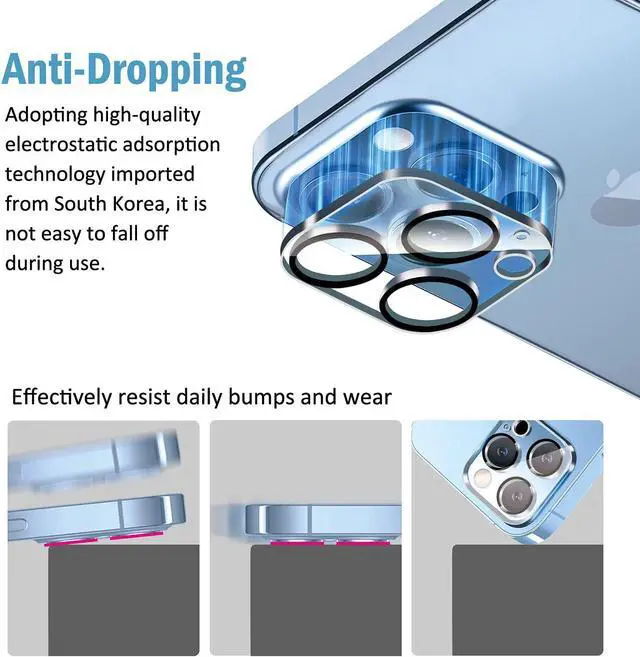 Alt view image 6 of 6 - [3 Pack] Tempered Glass Camera Lens Protector for iPhone 13 Pro 6.1  iPhone 13 Pro Max 6.7 9H Hardness Ultra HD Anti-Scratch Easy to Install Case Friendly [Does not Affect Night Shots]