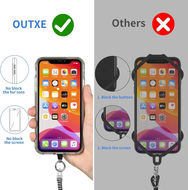 Alt view image 7 of 7 - Phone Lanyard Tether with 4 Patch- 2× Phone Tether 4× Phone Patch with Adhesive Compatible with Smartphone- Silver
