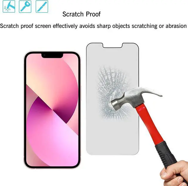 Alt view image 5 of 6 - Ailun Privacy Screen Protector for iPhone 14 / iPhone 13 / iPhone 13 Pro [6.1 Inch] 2 Pack Anti Spy Private Tempered Glass Anti-Scratch Case Friendly [Not for iPhone 13 Pro Max] [2 Pack]