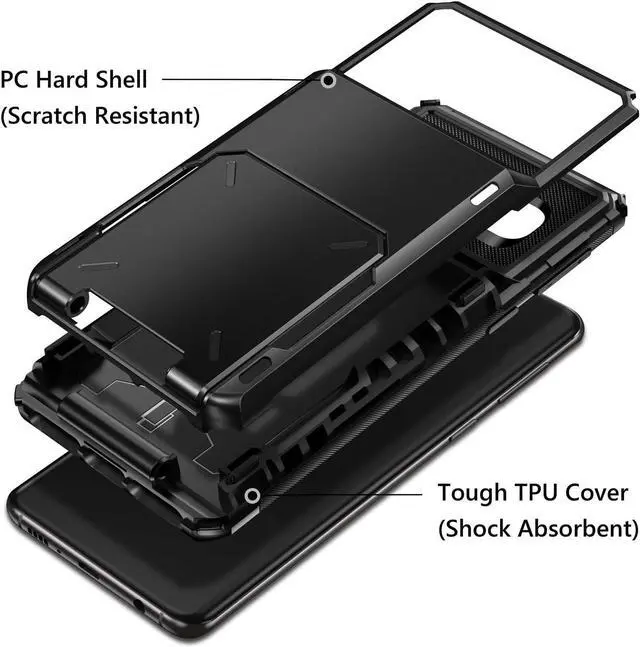 Alt view image 3 of 5 - Vofolen Case for Galaxy S10 Plus Case Wallet [4 Card Pocket] Card Holder Slot Anti-Scratch Dual Layer Protective Bumper Tough Rubber Armor Hard Shell Cover Case for Samsung Galaxy S10 Plus Black