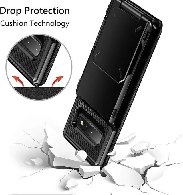 Alt view image 5 of 5 - Vofolen Case for Galaxy S10 Plus Case Wallet [4 Card Pocket] Card Holder Slot Anti-Scratch Dual Layer Protective Bumper Tough Rubber Armor Hard Shell Cover Case for Samsung Galaxy S10 Plus Black
