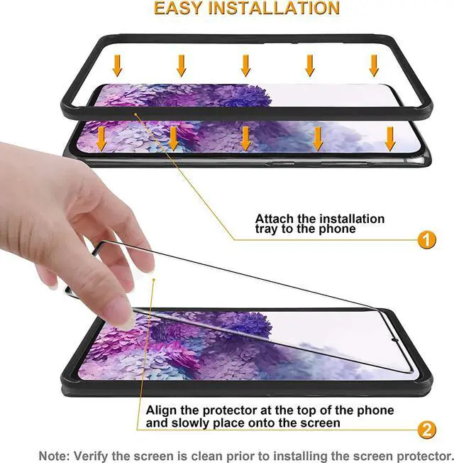 Alt view image 2 of 6 - (2 Pack) Designed for  Galaxy S20 5G / Galaxy S20 5G UW Tempered Glass Screen Protector with (Easy Installation Tray) (3D Curved Glass) Anti Scratch Bubble Free (Black)