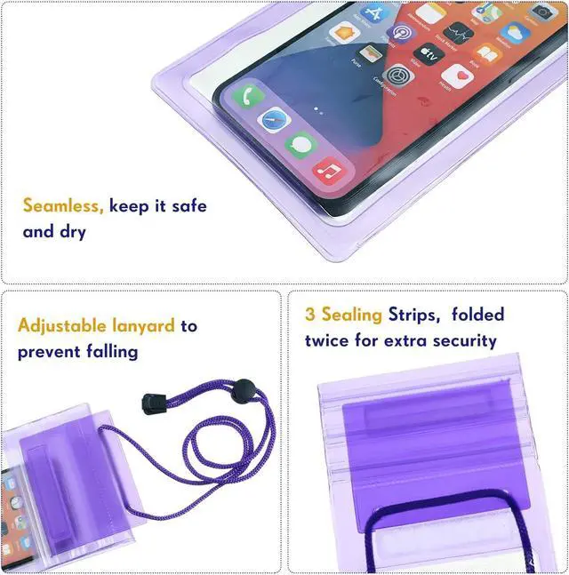 Alt view image 6 of 6 - 50 Pack Clear Waterproof Phone Pouch Universal Waterproof Phone Case Waterproof Pouch Dry Bag with Lanyard for Water Games Protect