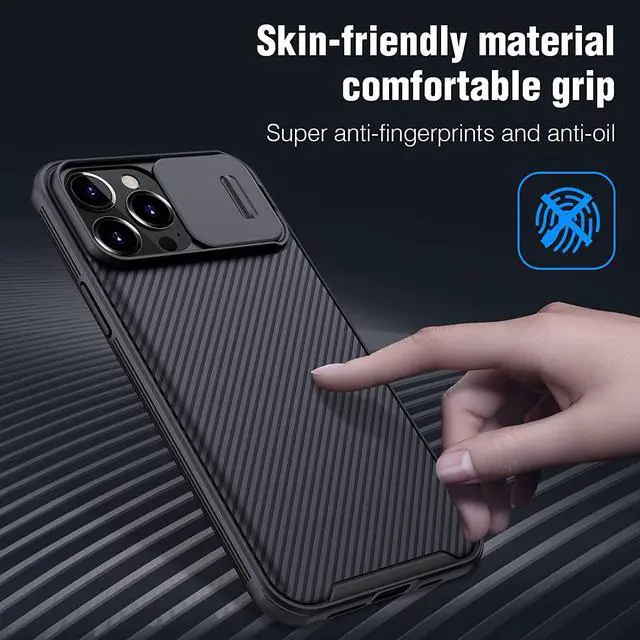 Alt view image 5 of 7 - Nillkin iPhone 13 Pro Case with Camera Cover, CamShield Pro Case with Slide Camera Lens Protection, TPU Frame & PC Back Shockproof Cover 6.1 inch 2021 - Black