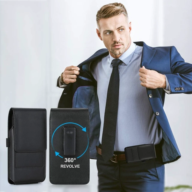 Alt view image 6 of 7 - Phone Holster for Galaxy S24+ Note 20 Ultra 5G Leather Belt Case 360 Rotating Pouch Case Holster Belt Clip for S23+ S22+ 5G S21 FE 5G Note 10 Plus 5G S21+ S20 Ultra S20+ S10+