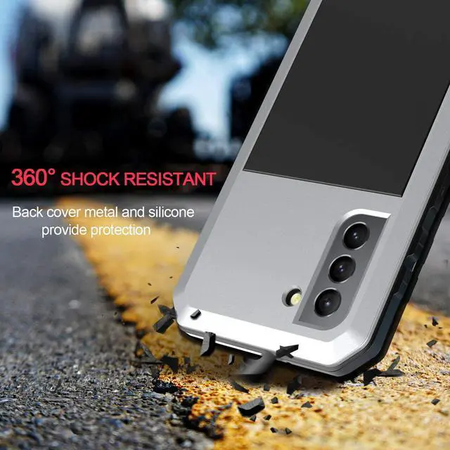 Alt view image 3 of 7 - for Galaxy S23 Case, Full Body Protective Cover Heavy Duty Shockproof Tough Armour Aluminum Alloy Metal Case with Silicone Built-in Screen Protector for SAM-UNG Galaxy S23 6.1" - Silver