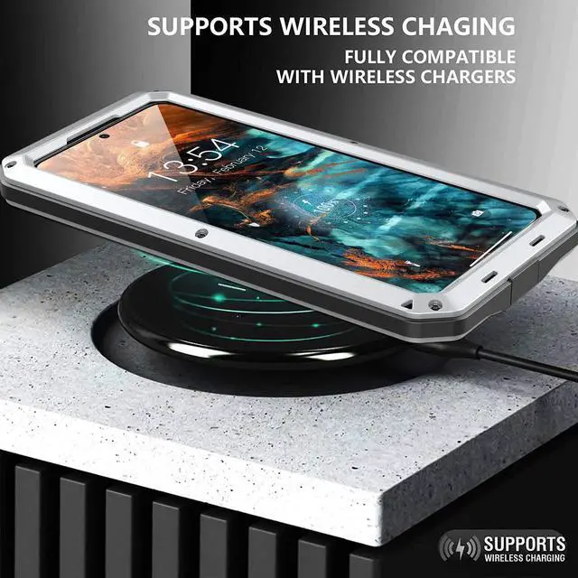 Alt view image 6 of 7 - for Galaxy S23 Case, Full Body Protective Cover Heavy Duty Shockproof Tough Armour Aluminum Alloy Metal Case with Silicone Built-in Screen Protector for SAM-UNG Galaxy S23 6.1" - Silver